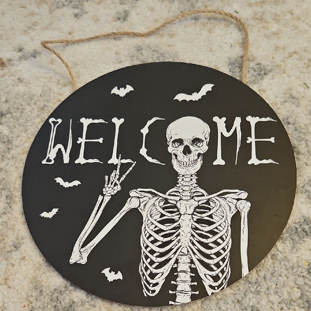 Black Skeleton Welcome Sign